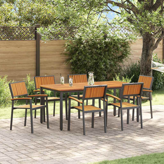 Garten Essgruppe 7 pcs Schwarz und Braun 180 x 90 x 75 cm