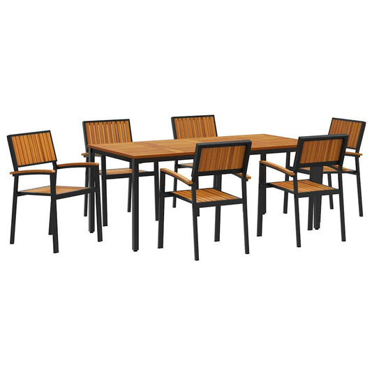 Garten Essgruppe 7 pcs Schwarz und Braun 180 x 90 x 75 cm