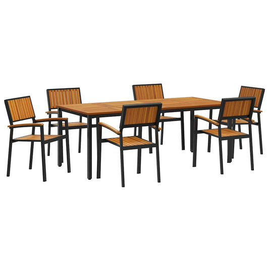 Garten Essgruppe 7 pcs Schwarz und Braun 200 x 90 x 75 cm