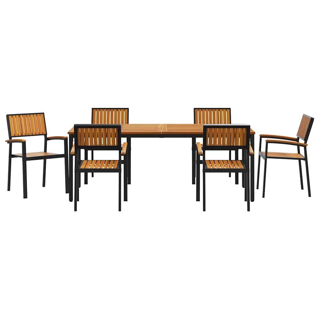 Garten Essgruppe 7 pcs Schwarz und Braun 200 x 90 x 75 cm