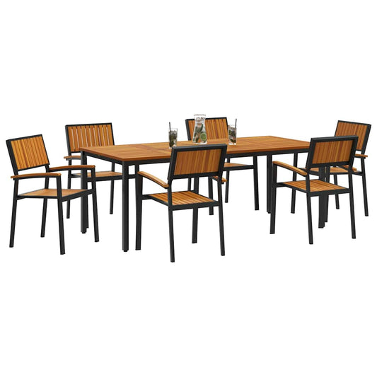Garten Essgruppe 7 pcs Schwarz und Braun 200 x 90 x 75 cm
