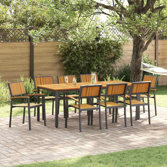 Garten Essgruppe 9 pcs Schwarz und Braun 200 x 90 x 75 cm