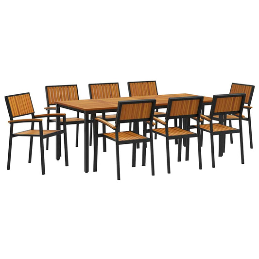 Garten Essgruppe 9 pcs Schwarz und Braun 200 x 90 x 75 cm