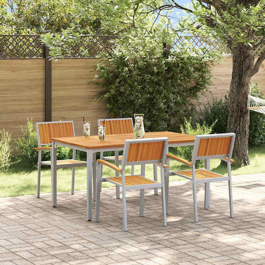 Garten Essgruppe 5 pcs Grau und Braun 150 x 90 x 75 cm
