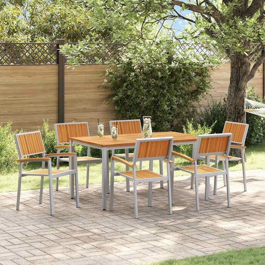 Garten Essgruppe 7 pcs Grau und Braun 150 x 90 x 75 cm