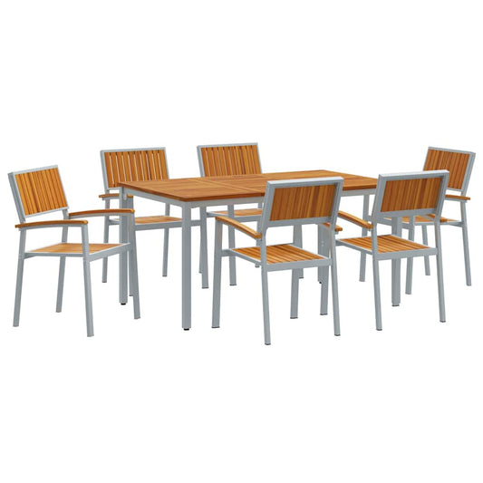 Garten Essgruppe 7 pcs Grau und Braun 150 x 90 x 75 cm