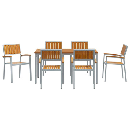 Garten Essgruppe 7 pcs Grau und Braun 150 x 90 x 75 cm