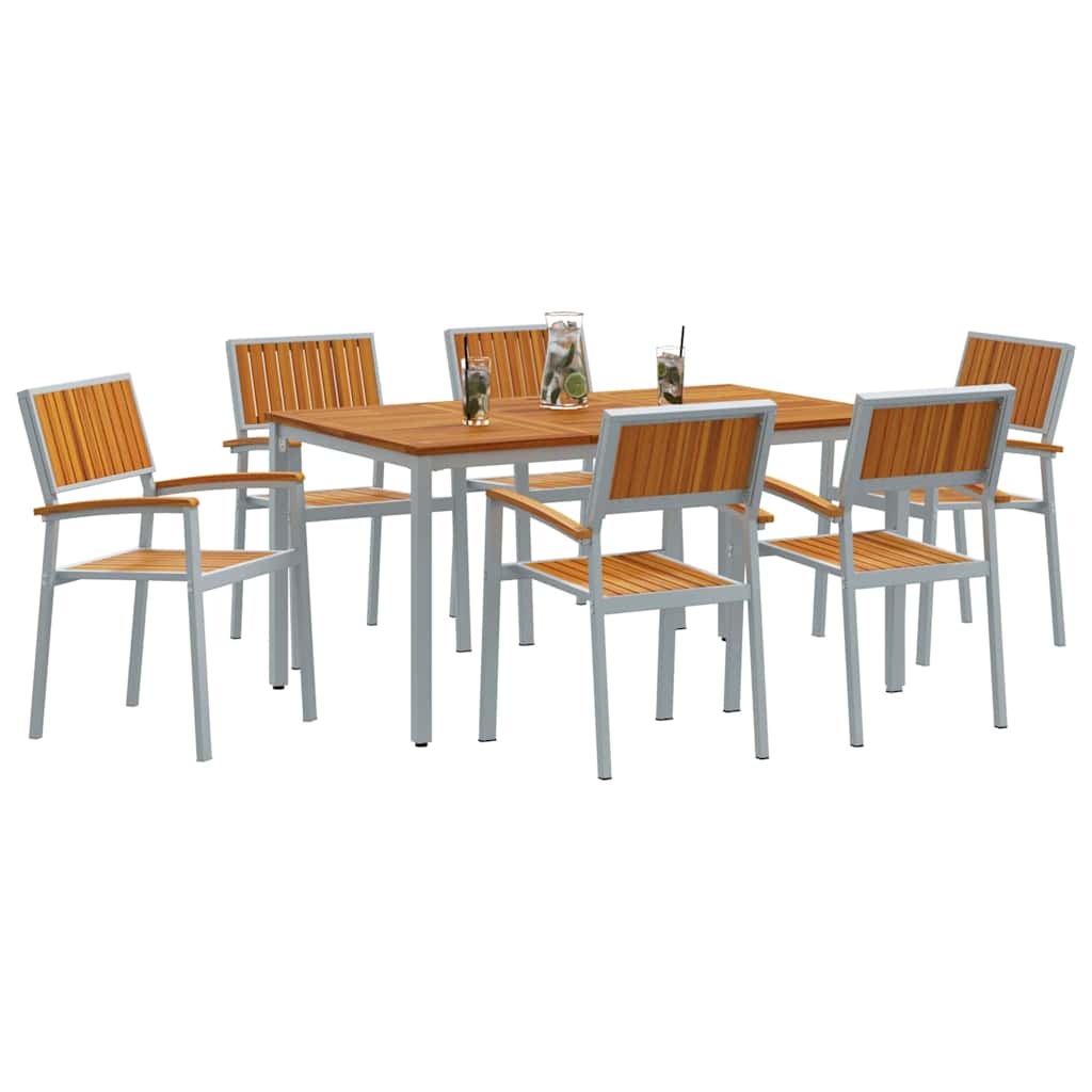 Garten Essgruppe 7 pcs Grau und Braun 150 x 90 x 75 cm