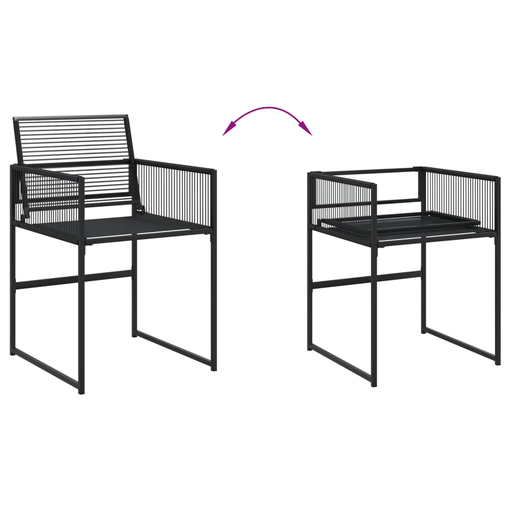 7-tlg. Garten-Essgruppe Schwarz Poly Rattan