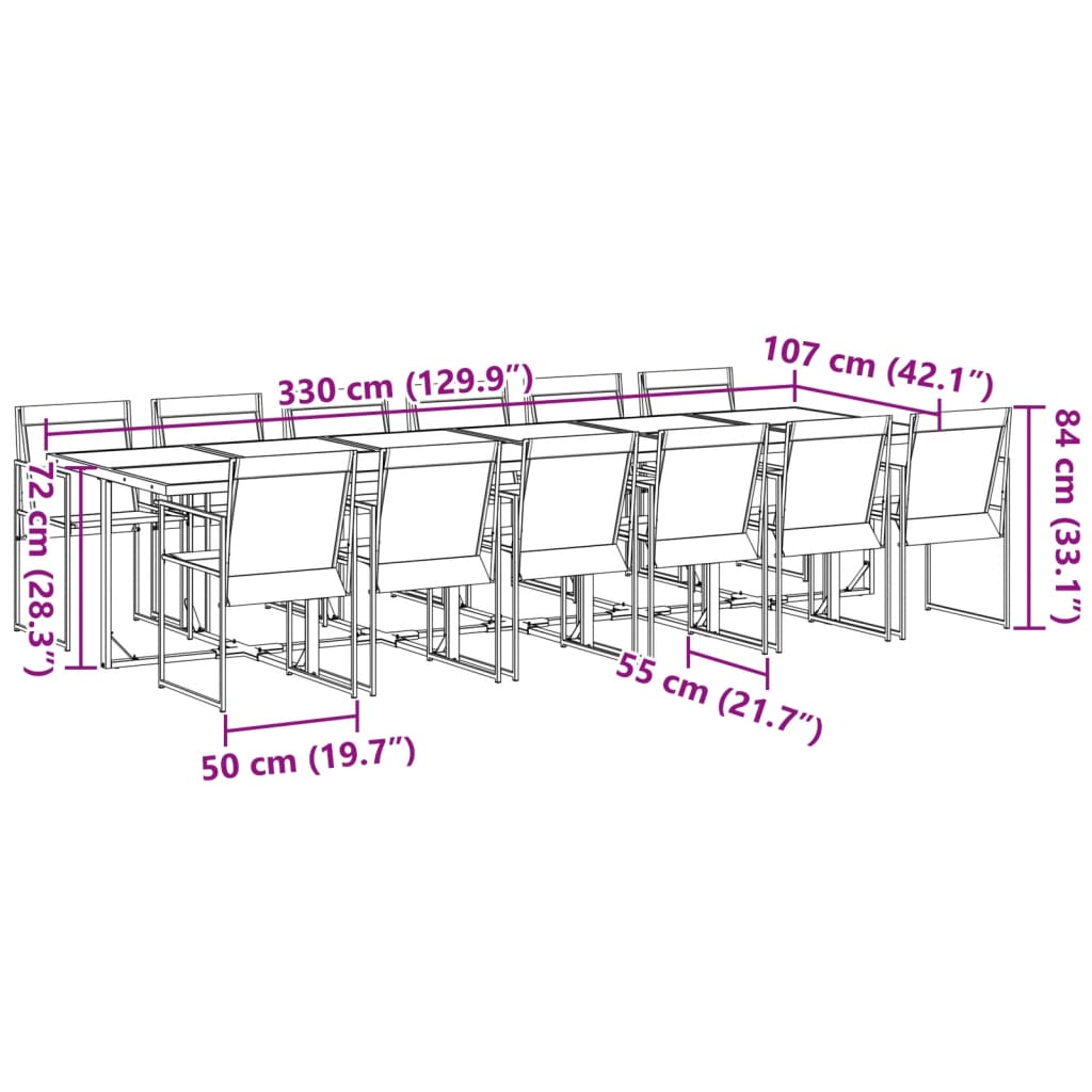 13-tlg. Garten-Essgruppe Schwarz Textilene