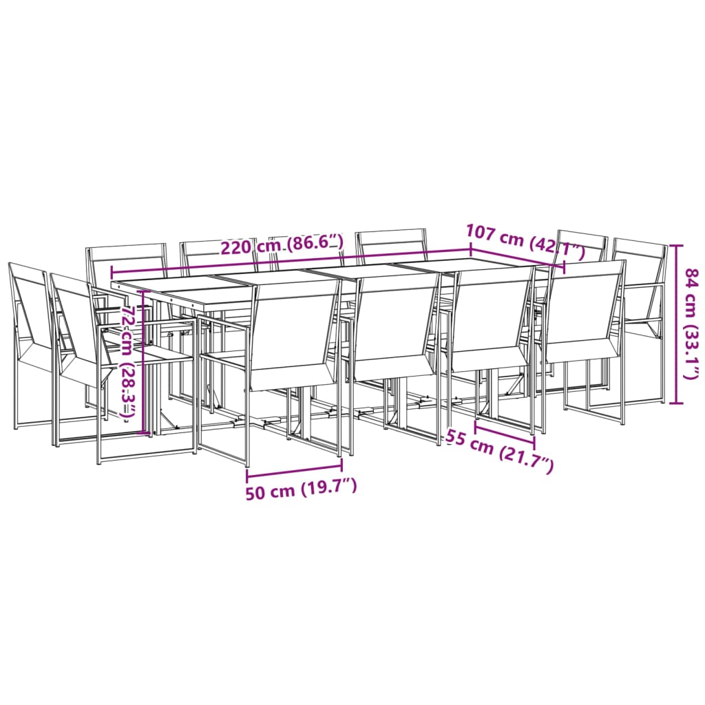 13-tlg. Garten-Essgruppe Schwarz Textilene