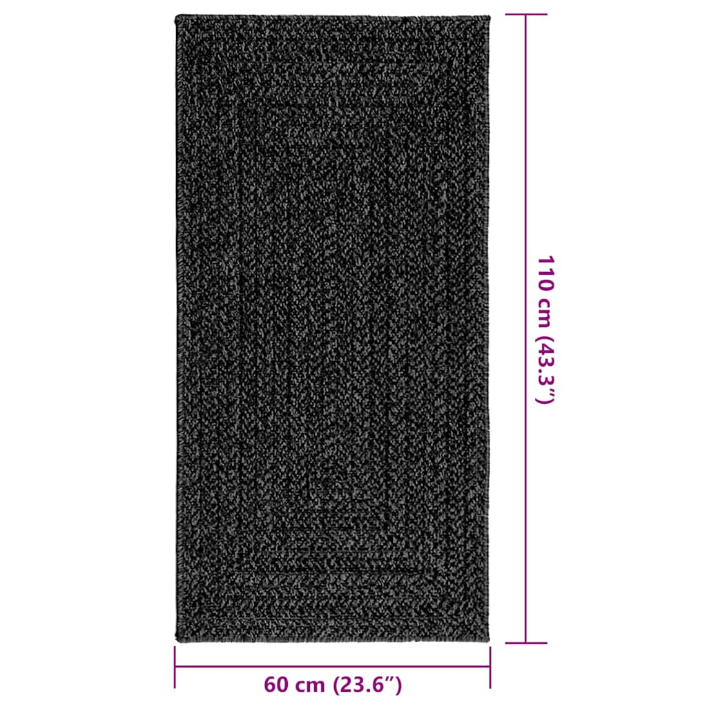 Teppich ZIZUR Anthrazit 60x110 cm Jute-Optik Indoor und Outdoor