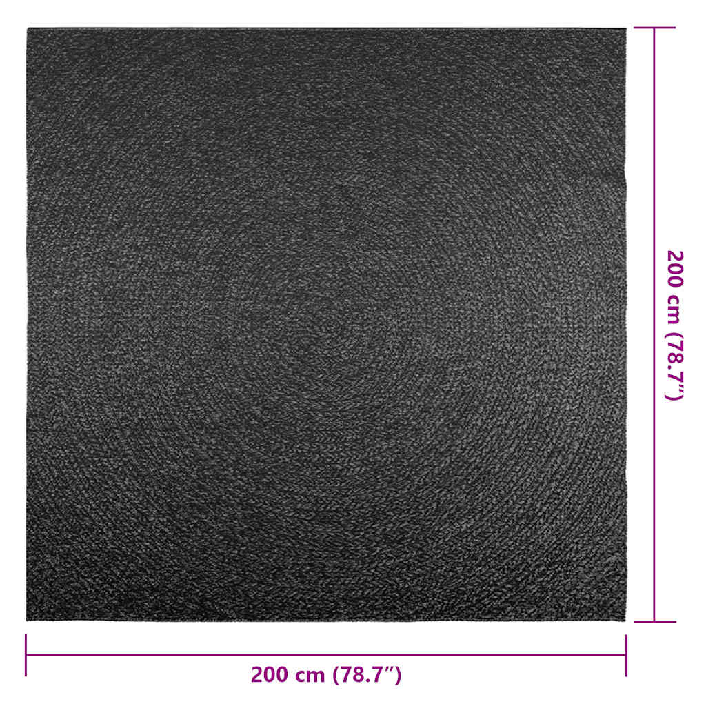 Teppich ZIZUR Anthrazit 200x200cm Jute-Optik Indoor und Outdoor