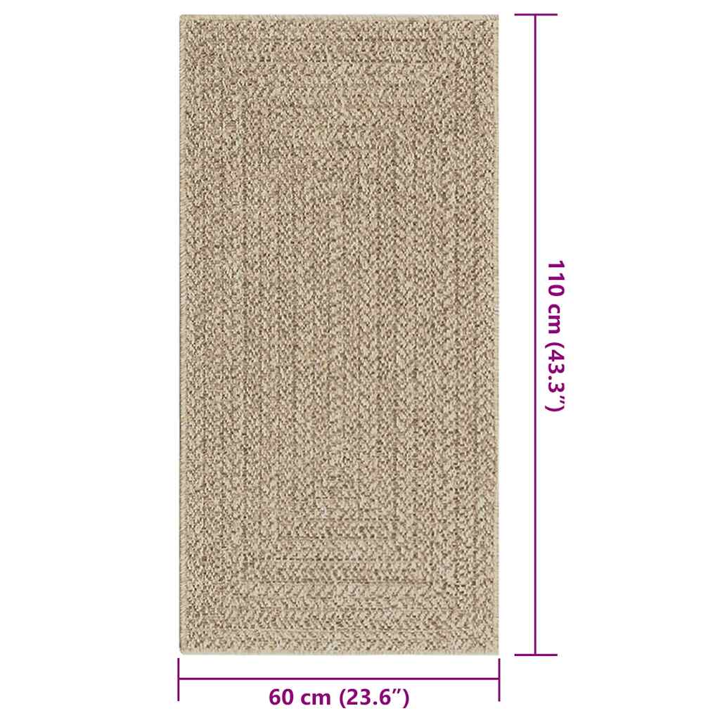 Teppich ZIZUR Beige 60x110 cm Jute-Optik Indoor und Outdoor