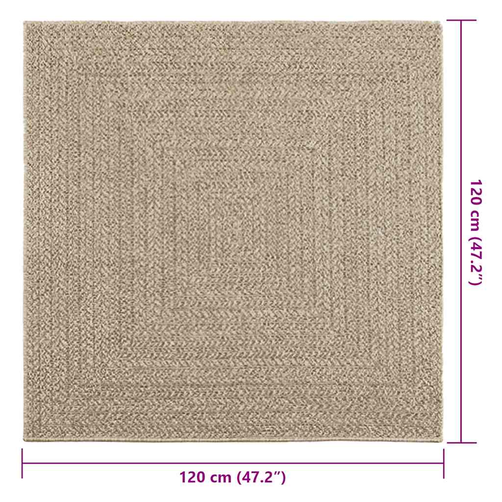 Teppich ZIZUR Beige 120x120 cm Jute-Optik Indoor und Outdoor