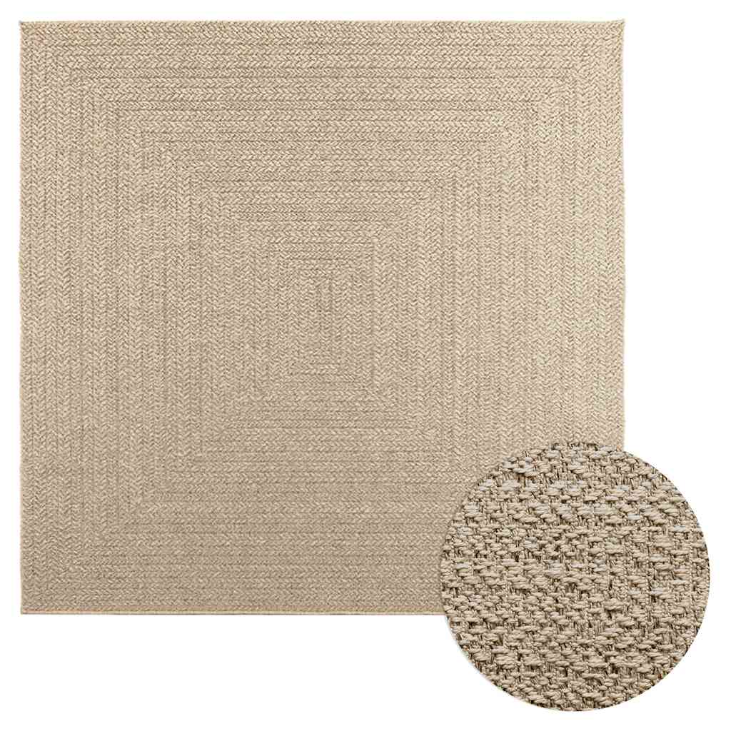 Teppich ZIZUR Beige 200x200 cm Jute-Optik Indoor und Outdoor