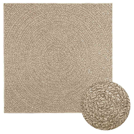 Teppich ZIZUR Beige 120x120 cm Jute-Optik Indoor und Outdoor