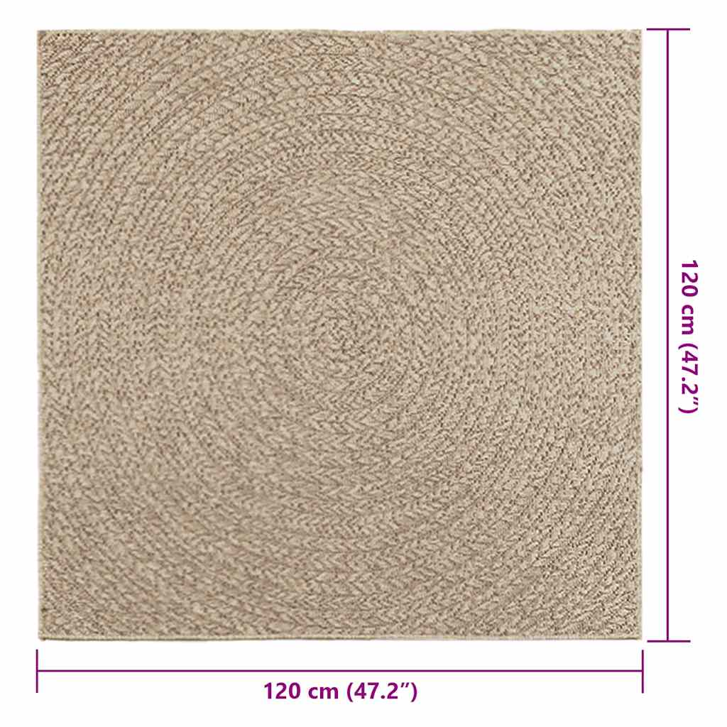 Teppich ZIZUR Beige 120x120 cm Jute-Optik Indoor und Outdoor