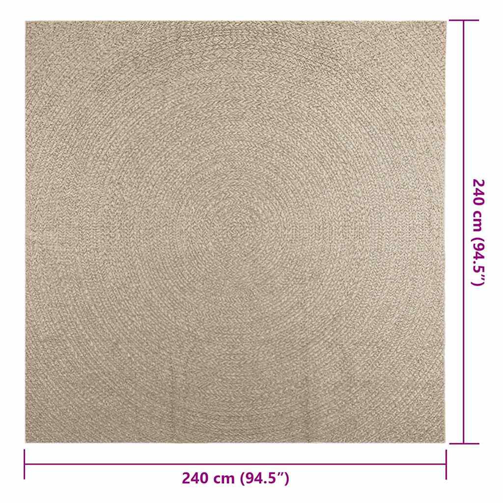 Teppich ZIZUR Beige 240x240 cm Jute-Optik Indoor und Outdoor