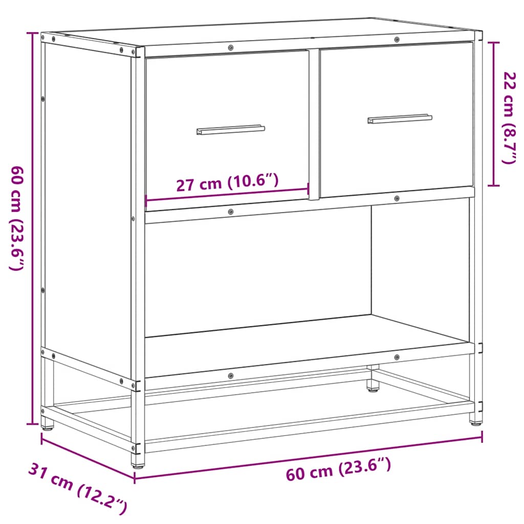 Nachttisch Schwarz 60x31x60 cm Holzwerkstoff und Metall