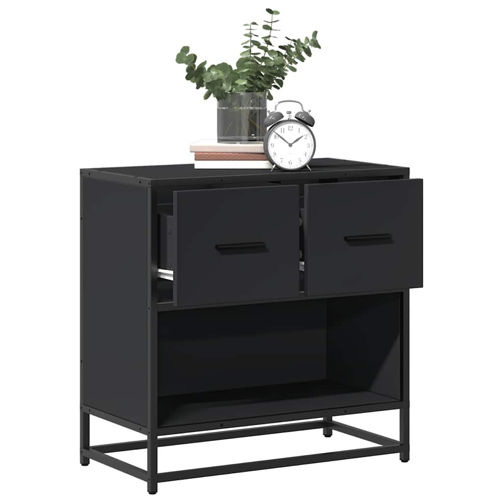 Nachttisch Schwarz 60x31x60 cm Holzwerkstoff und Metall