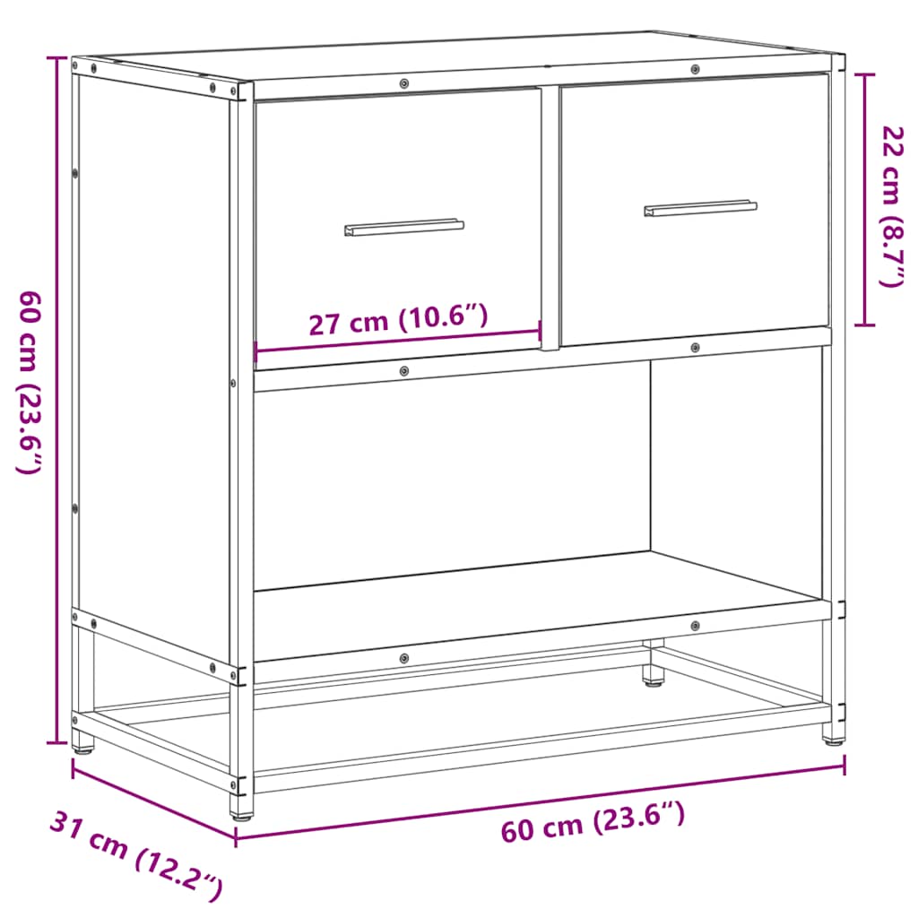 Nachttisch Grau Sonoma 60x31x60 cm Holzwerkstoff und Metall