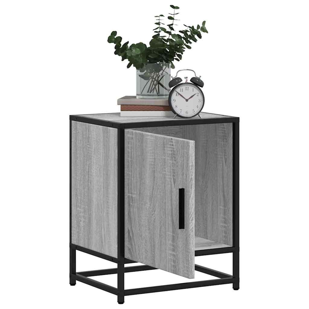 Nachttische 2 Stk. Grau Sonoma 40x31x50 cm Holzwerkstoff Metall