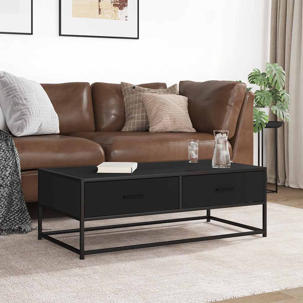 Couchtisch Schwarz 100x50x35 cm Holzwerkstoff und Metall