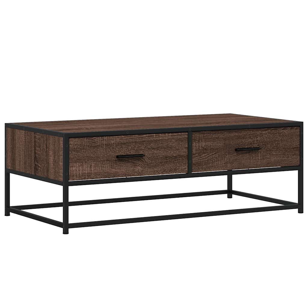 Couchtisch Braun Eichen-Optik 100x50x35 cm Holzwerkstoff Metall