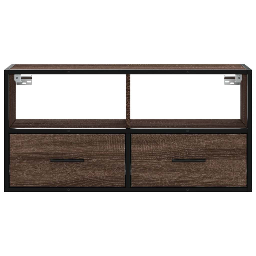 TV-Schrank Braun Eiche 80x31x39,5 cm Holzwerkstoff und Metall