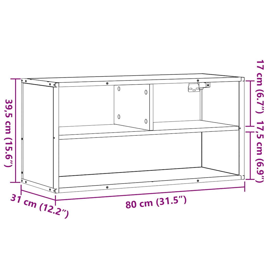 TV-Schrank Räuchereiche 80x31x39,5 cm Holzwerkstoff und Metall