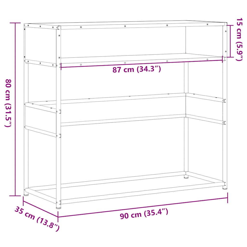 Konsolentisch Schwarz 90x35x80 cm Holzwerkstoff