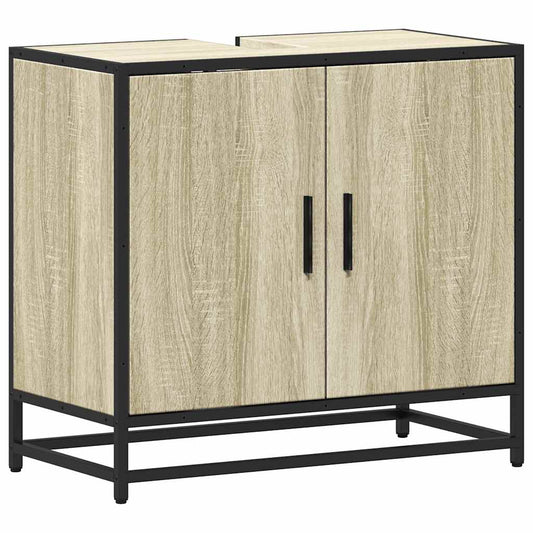 Badezimmer-Waschbeckenschrank Sonoma-Eiche 65 x 33 x 60 cm Holzwerkstoff