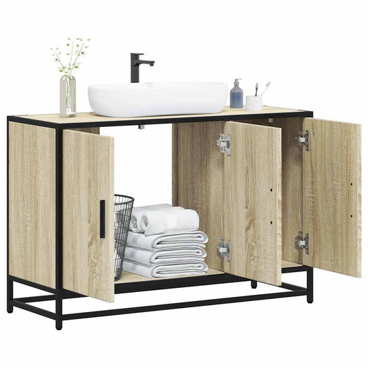 Badezimmer-Waschbeckenschrank Sonoma-Eiche 90 x 33 x 60 cm Holzwerkstoff