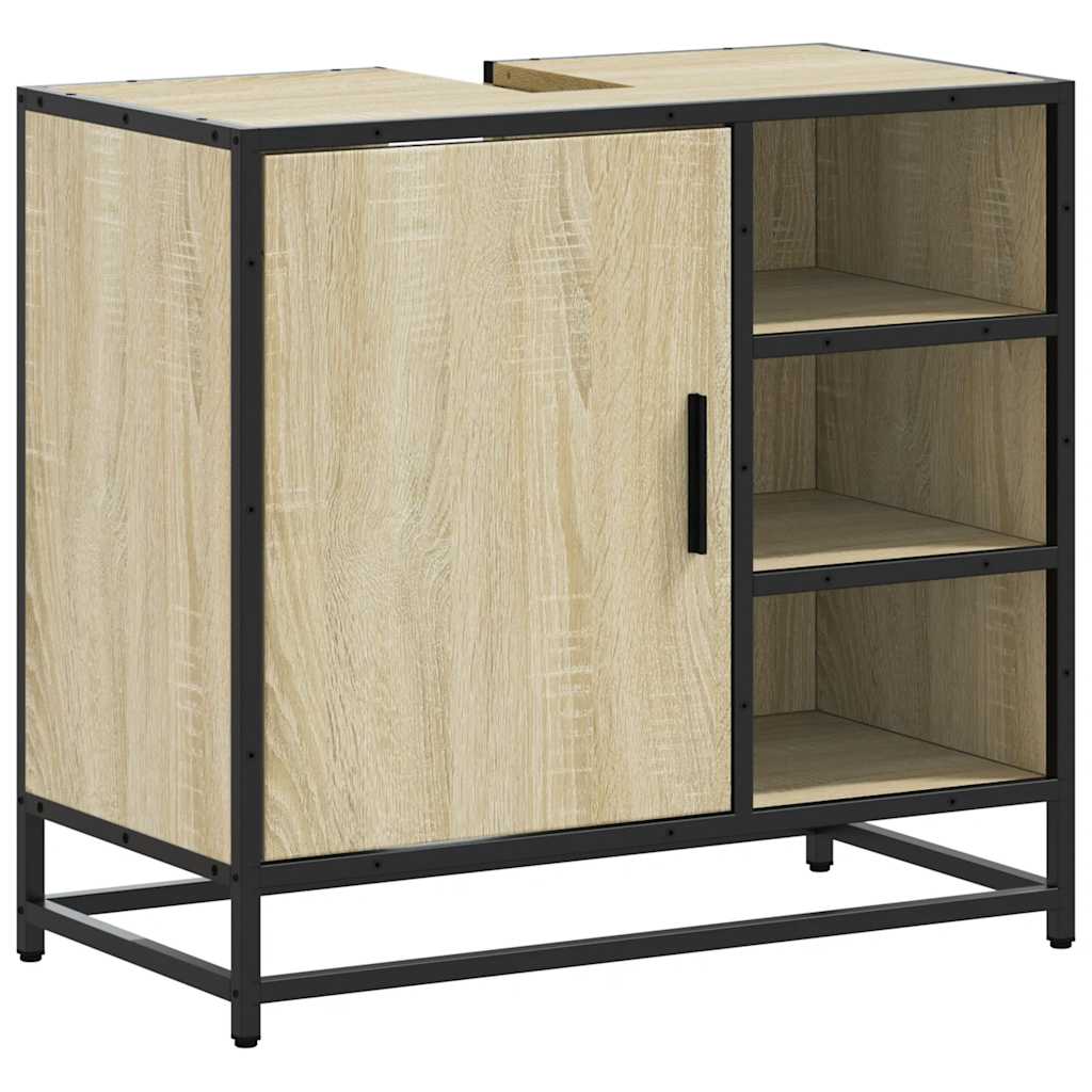Badezimmer-Waschbeckenschrank Sonoma-Eiche 65 x 33 x 60 cm Holzwerkstoff