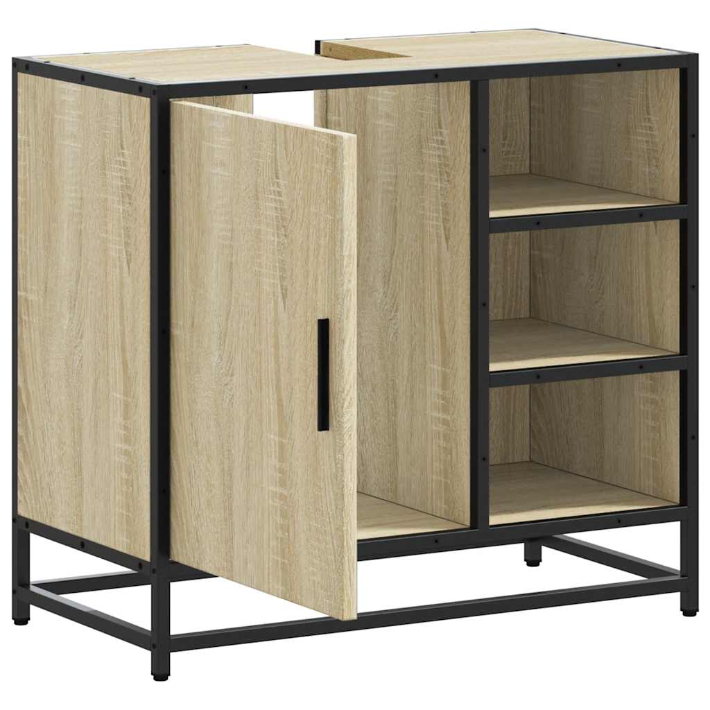 Badezimmer-Waschbeckenschrank Sonoma-Eiche 65 x 33 x 60 cm Holzwerkstoff
