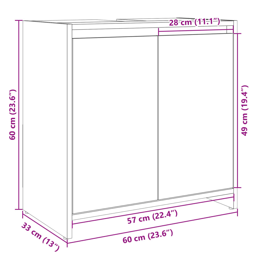 Waschbeckenunterschrank Sonoma-Eiche 60x33x60 cm Holzwerkstoff