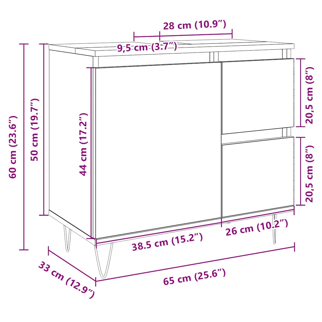 Badschrank Sonoma-Eiche 65x33x60 cm Holzwerkstoff