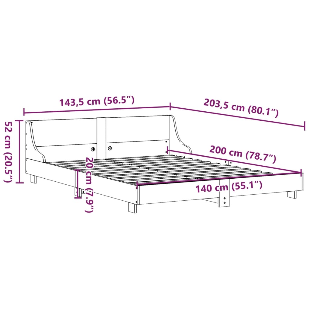 Massivholzbett ohne Matratze Weiß 140x200 cm Kiefernholz