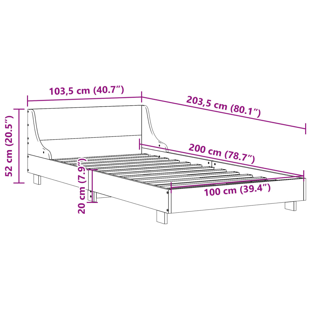 Massivholzbett ohne Matratze Weiß 100x200 cm Kiefernholz