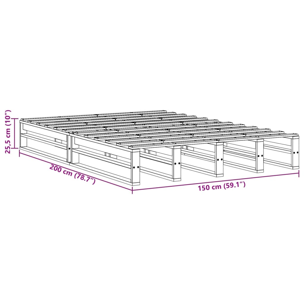 Massivholzbett ohne Matratze 150x200 cm Kiefernholz