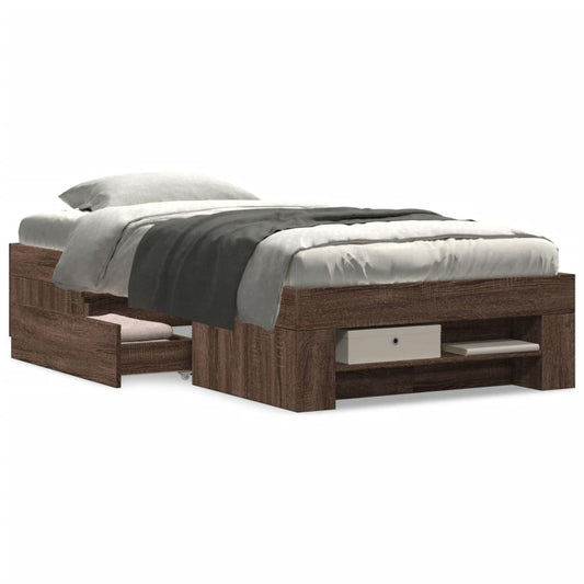 Bettgestell ohne Matratze Braun Eiche 75x190 cm Holzwerkstoff