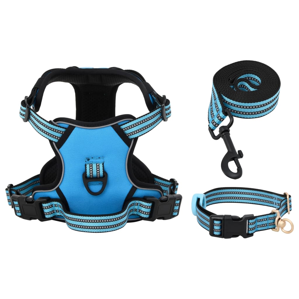 Hundegeschirr mit Leine & Halsband Verstellbar Blau M