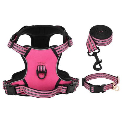 Hundegeschirr mit Leine & Halsband Verstellbar Rosa L