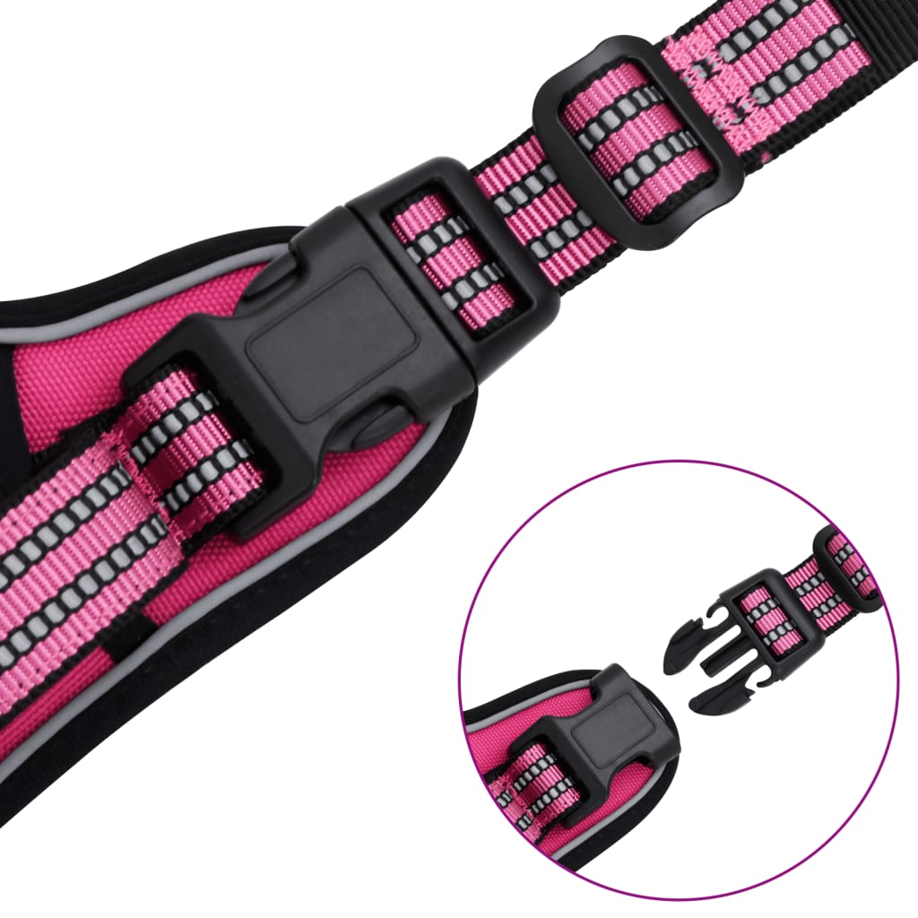 Hundegeschirr mit Leine & Halsband Verstellbar Rosa L