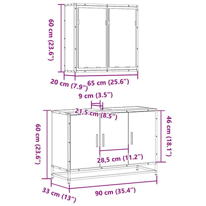 2-tlg. Badmöbel-Set Räuchereiche Holzwerkstoff