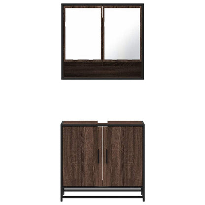 2-tlg. Badmöbel-Set Braun Eichen-Optik Holzwerkstoff