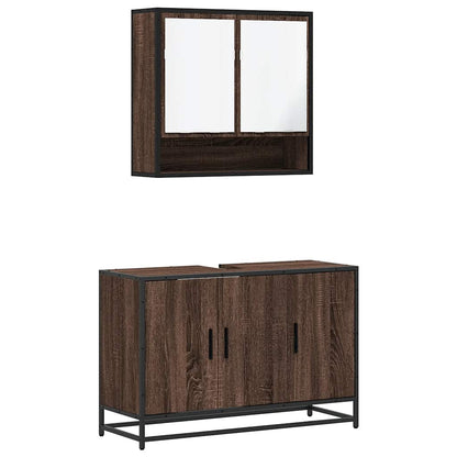2-tlg. Badmöbel-Set Braun Eichen-Optik Holzwerkstoff