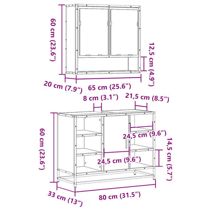 2-tlg. Badmöbel-Set Räuchereiche Holzwerkstoff