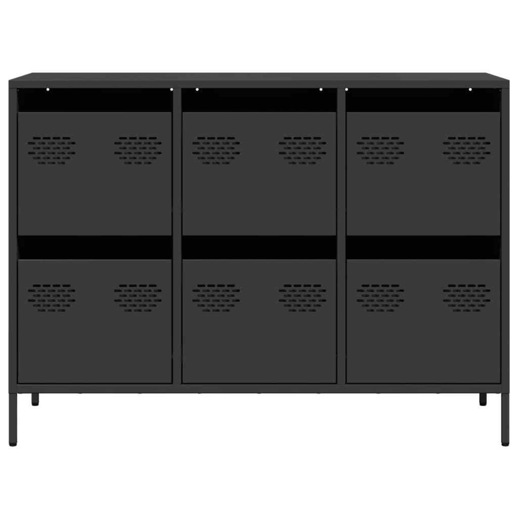 Sideboard Schwarz 101,5x39x73,5 cm Kaltgewalzter Stahl